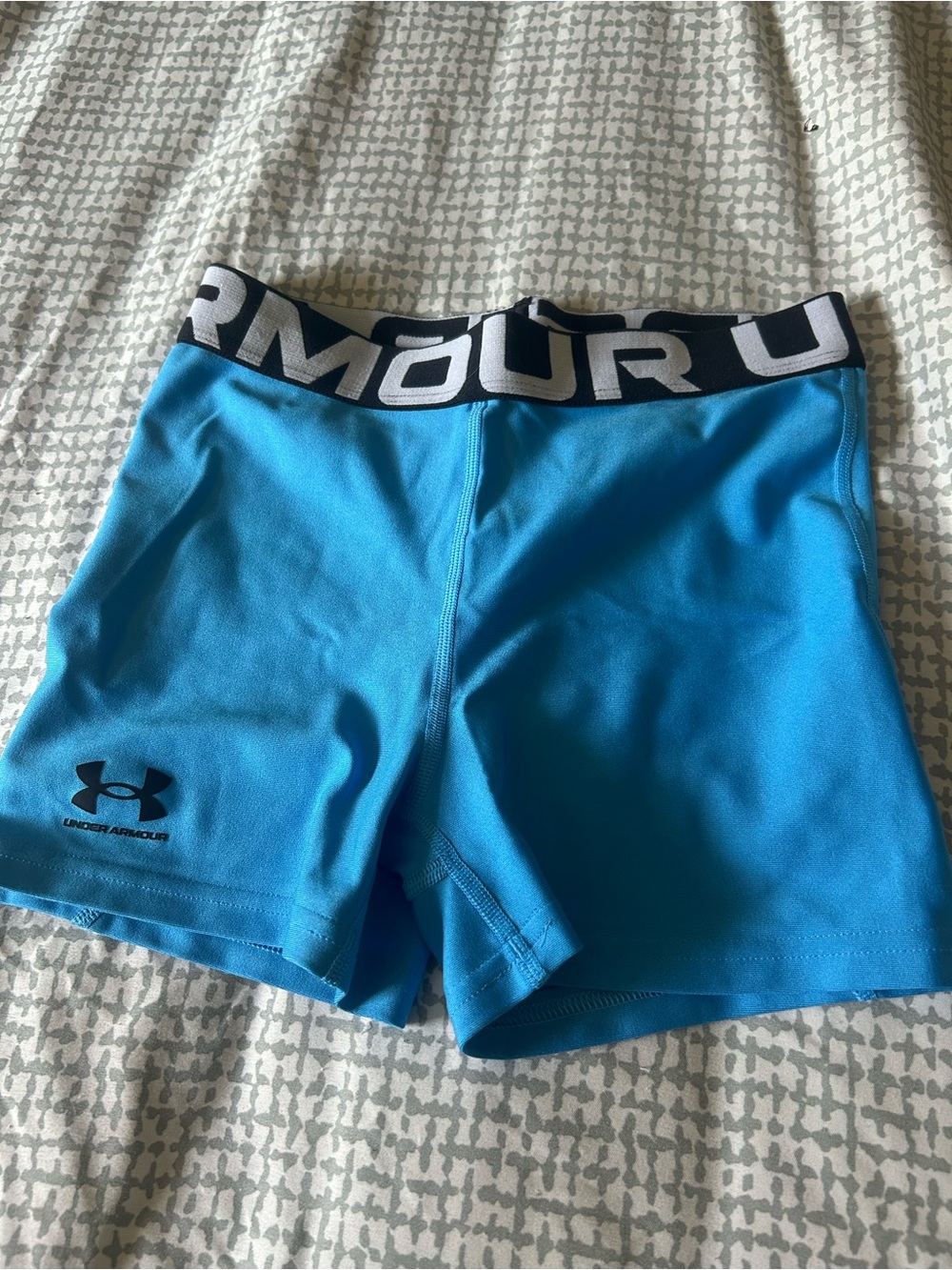 Under Armour Turquoise Performance Bike Shorts with Branded Waistband